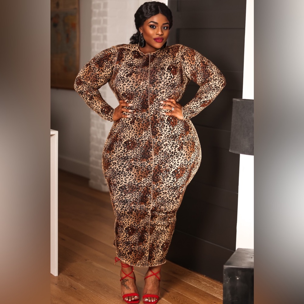 Cheetah long sleeve dress
